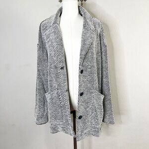 Marine Layer Blazer Jacket Black White Textured Knit Button Front Coatigan Large